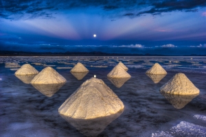 Salt piles, Salar de Uyuni, Bolivia.